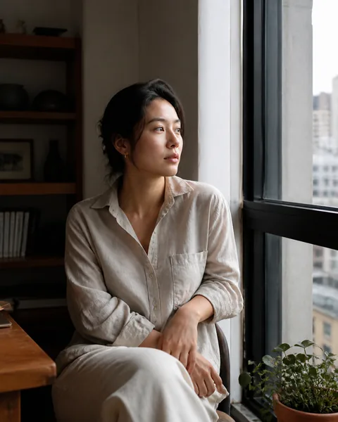 Original window-light portrait before an Astia film look